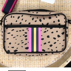 Pink & Navy Antelope Crossbody. Animal print